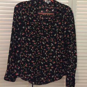 Black floral portofino shirt