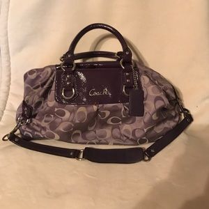Purple leather and cloth Coach Purse