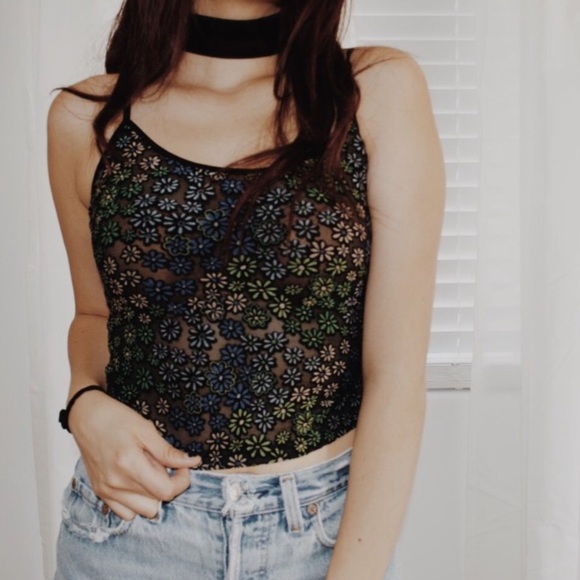 90s Floral Sheer Top