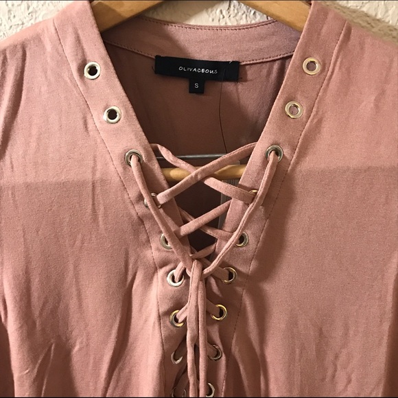 Dusty Pink Adjustable Lace-Up Tank - Picture 3 of 5