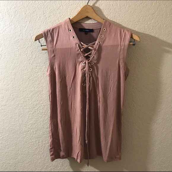 Dusty Pink Adjustable Lace-Up Tank - Picture 2 of 5