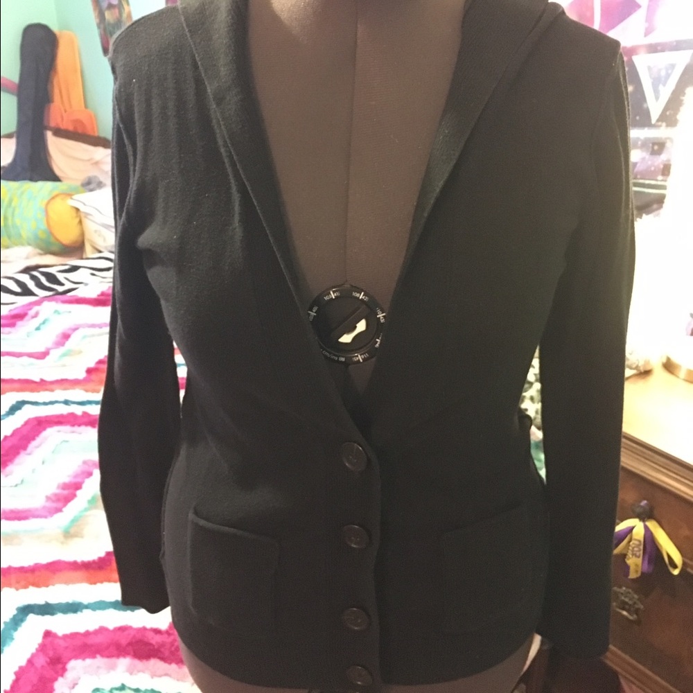 American Eagle black hooded cardigan-large