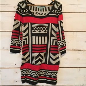 Red and black sweater dress