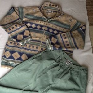 EUC Alfred Dunner Fleece Zip Jacket & Corduroys