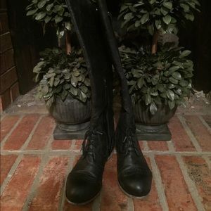 Faux Leather Black knee high boots