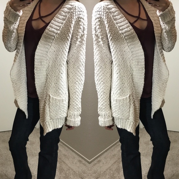 LAST • Ivory Butterfly Knit Crochet Cardigan - Picture 6 of 8