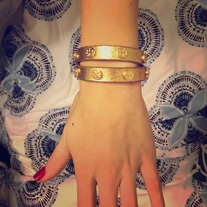 Tory Burch Double-wrap Bangle Metallic Gold