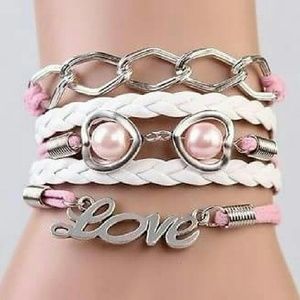2/$10 Pink and White Love Bracelet