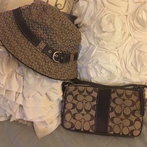 Coach brand small purse and rain hat