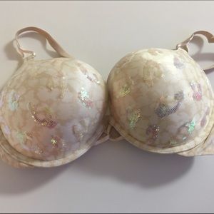 VICTORIAS SECRET SEQUIN MIRACULOUS PLUNGE BRA 36C
