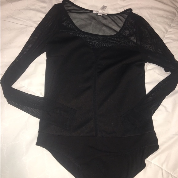 See-through black bodysuit