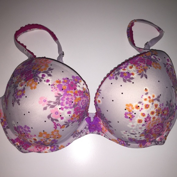 VICTORIAS SECRET CRYSTAL FLORAL PUSH UP BRA 36D