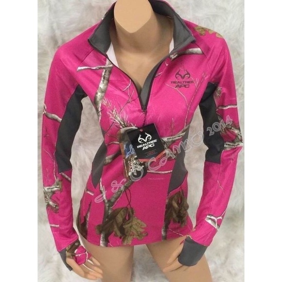 REAL TREE 🌲Hot Pink Camo Quarter Zip Jacket