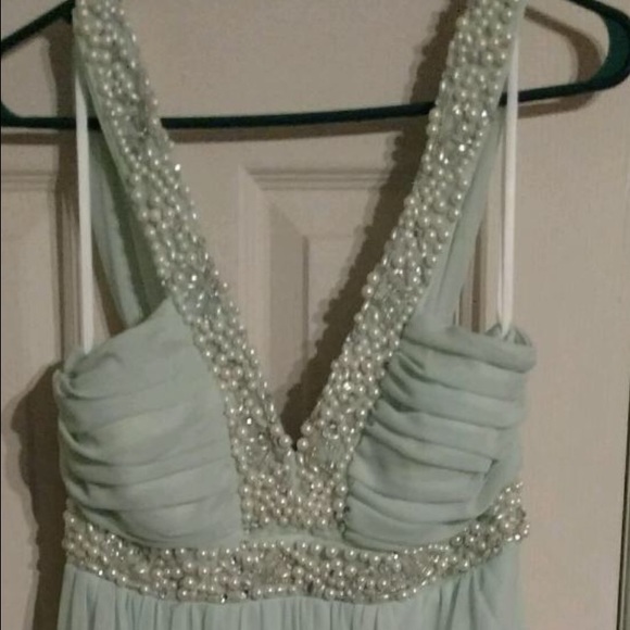 City Studio Mint Green Prom Gown with Pearls