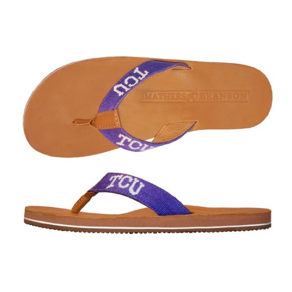 Smathers & Branson TCU Needlepoint Flip Flops