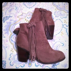 Suede Tassel Ankle Bootie