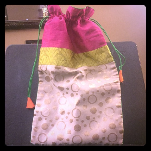 Beautiful silk brocade draw string pouch