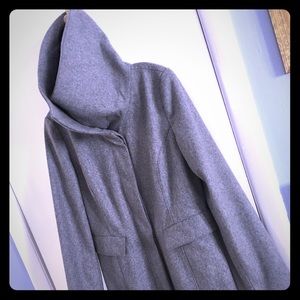 Light Grey Wool Oversized Collar Trench