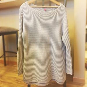 Vince Camuto Ribbed Gray Knit  Side Split Sweater