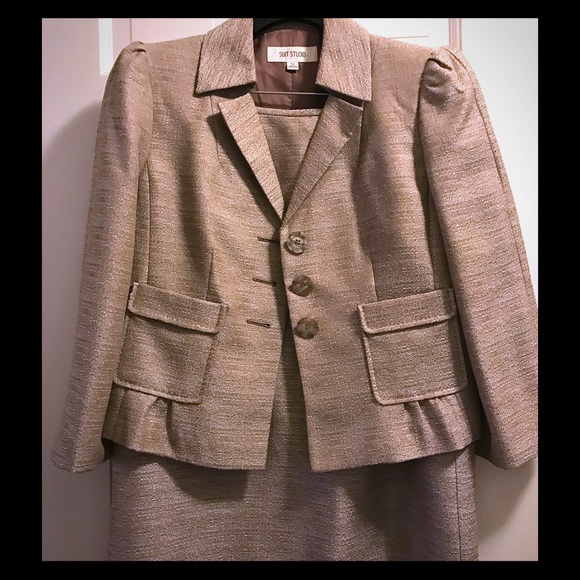 Tan skirt suit