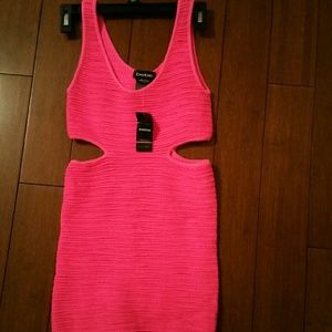 Hot Pink Bebe Cut Out Dress