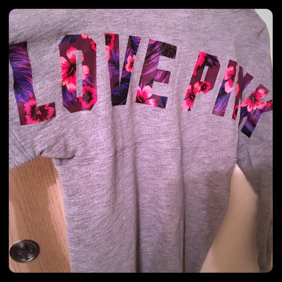 PINK long-sleeve varsity crew