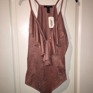 Forever 21 pink suede body suit