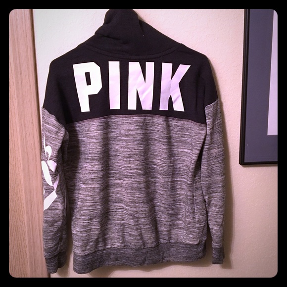 Grey on grey PINK cowl-neck