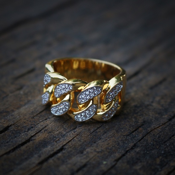 Ts Verniel Other - 18k Gold And Rhodium Iced Out Cuban Link Ring