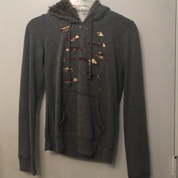 Hollister furry gray sweatshirt xs