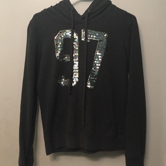 Gray hoodie with sequins, small