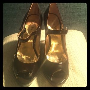 SOLD GUESS by Marciano Patent Peep Toe Pumps
