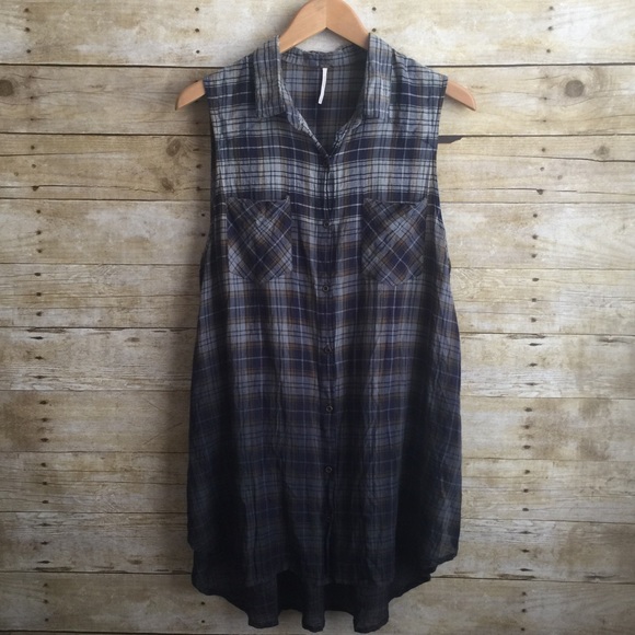 sale  | Free People Plaid Ombré Tunic