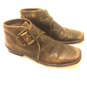 Brown leather ankle boots