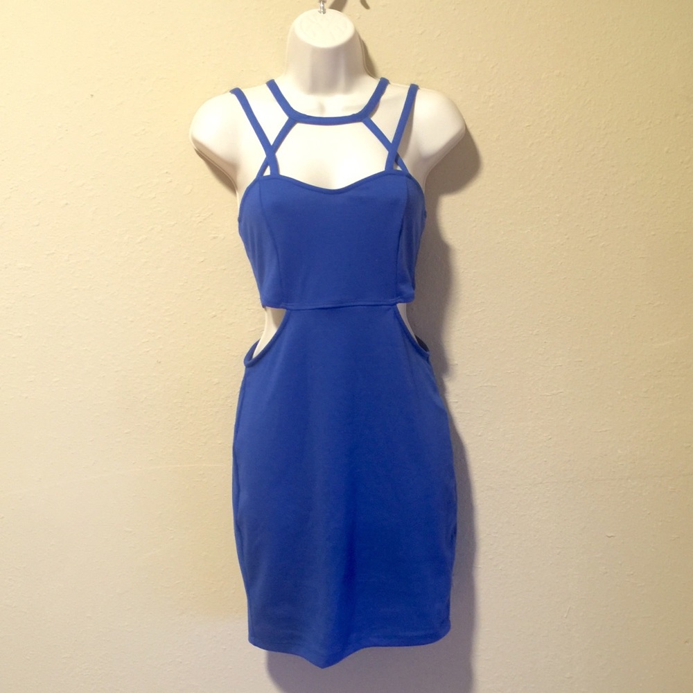 *Price Lowered!* Blue Bodycon Dress with Cutouts