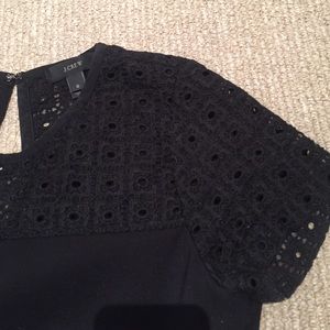 Beautiful J. Crew black dress, eyelet section, new