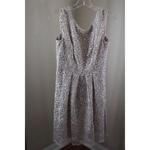 Cream Cocktail Dress | Silver Sequins & Lace