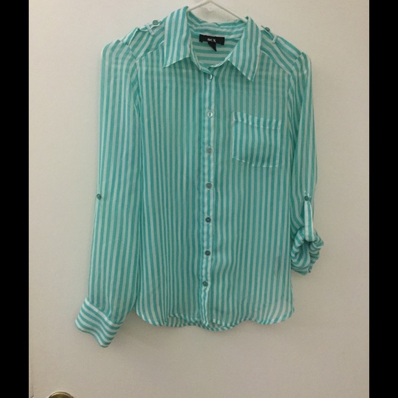 FREE $5item w/ sale! Sheer Striped Button Up - Picture 2 of 4