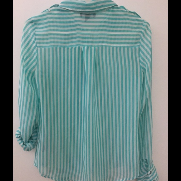 FREE $5item w/ sale! Sheer Striped Button Up - Picture 3 of 4
