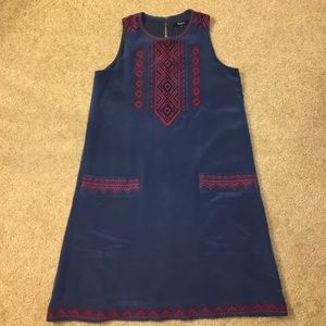 Madewell silk embroidered tunic dress