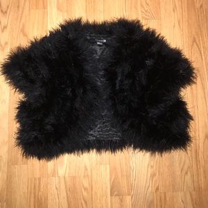 Forever 21 Black Faux Fur Mini Cropped Jacket