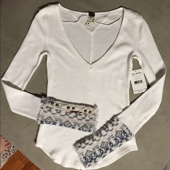 Free People Tops - NWT Free People School Art Cuff Top in Ivory