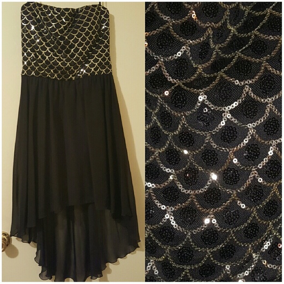 Sequin & Chiffon hi/low dress