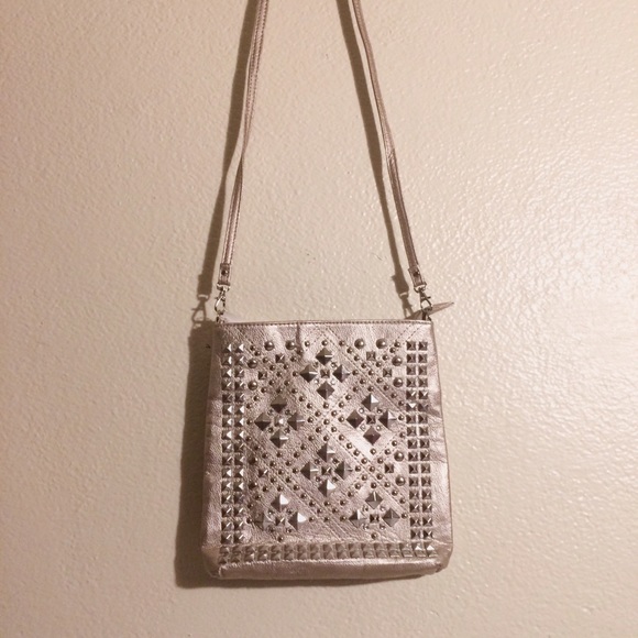Metallic Gold Studded Crossbody Bag