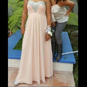 Apricot Strapless Sequin & Chiffon dress