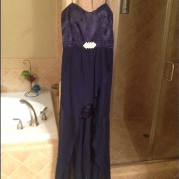 Blue high low David's Bridal dress