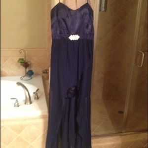 Blue high low David's Bridal dress