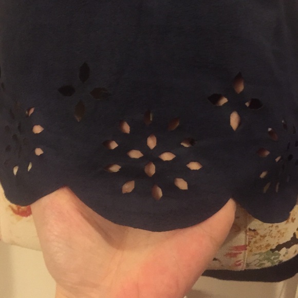 Suede-like navy/black hi-low blouse NEW! - Picture 2 of 4