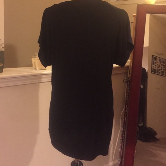 Suede-like navy/black hi-low blouse NEW! - Picture 4 of 4