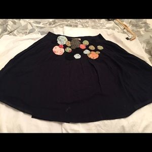 Free People Size 2 a-line black skirt w/ circles
